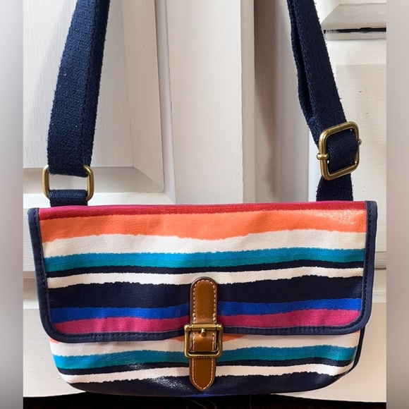 Fossil Coated Canvas Multi Striped Flap Closure Crossbody - Picture 4 of 11